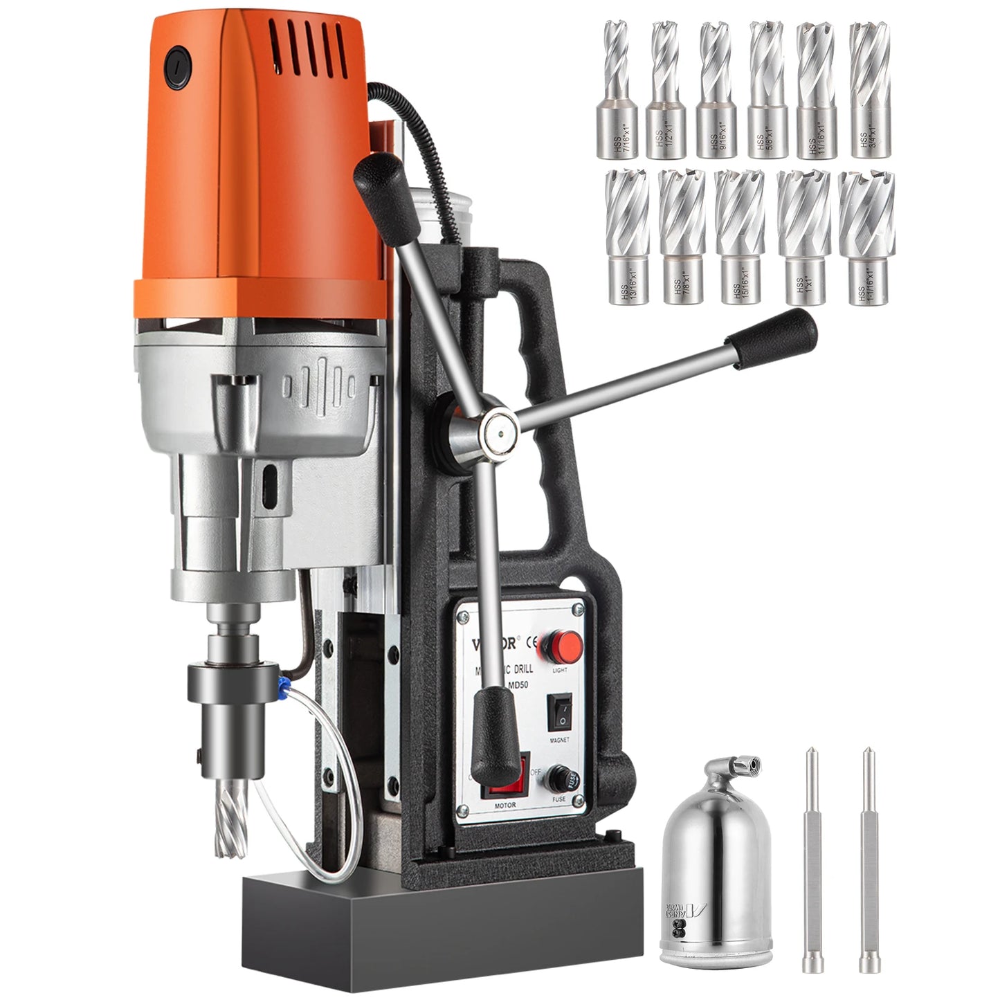Magnetic Drill Press Kit 1680W Electric Bench Drilling Machine 2900LBS Magnet with HSS Annular Cutter Bits