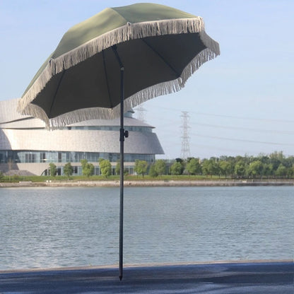 Outdoor Sun Umbrella Beach Large Garden Backyard Sun Umbrellas Camping Foldable Pool Patio Umbrellas Retro Tassel Sunshade