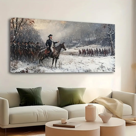 1.5 inch thick pine solid wood frame, wood framed wall painting, 1776 Revolutionary War poster, interior decoration