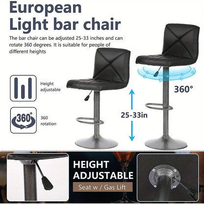 Bar stools Set with 2 counter height swivel stools PU leather modern height stools