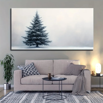 1.5 inch thick pine solid wood frame, Christmas winter mural,