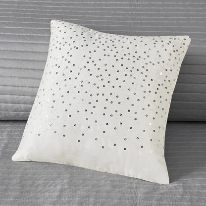 6 Piece Reversible Jacquard Quilt Set with Throw Pillows Navy Full Queen