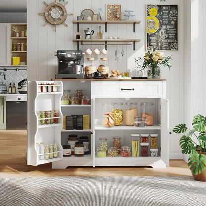 Kitchen Coffee Bar Cabinet with Storage Kitchen Sideboard Buffet Cabinet with Drawers, Short Pantry with Door and, Customized