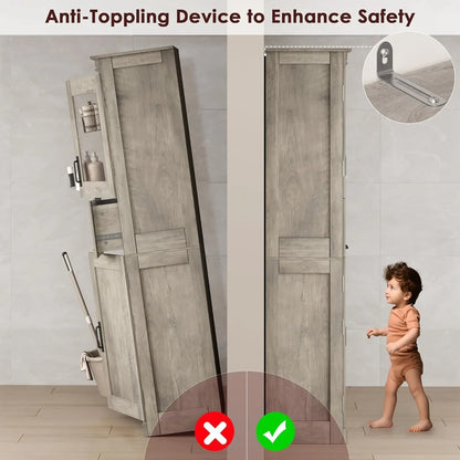 67" Tall Bathroom Storage Cabinet and Tall Cabinet for Living Room