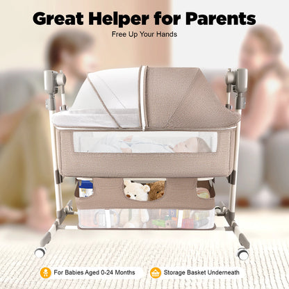 Portable Baby Bed Height Adjustable Bedside Sleeper Music Play