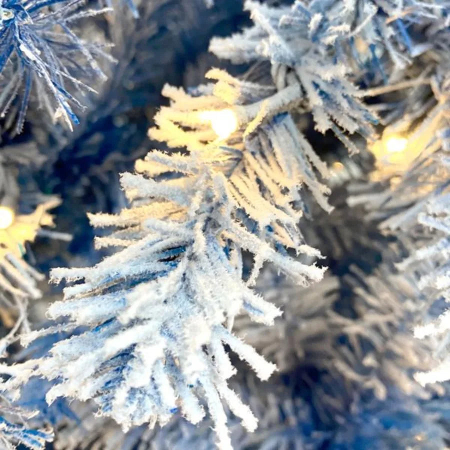 6FT Pre Lit Hinged Artificial Fir Christmas Tree Xmas Tree Snow Flocked