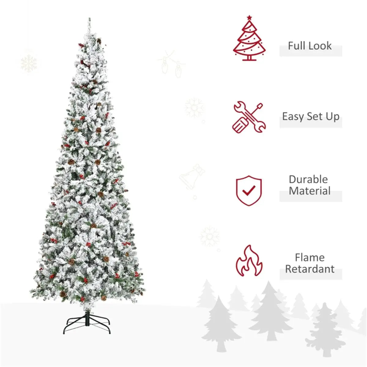 9ft Artificial Christmas Tree - Green Holiday Decoration for Home & Office Festivities