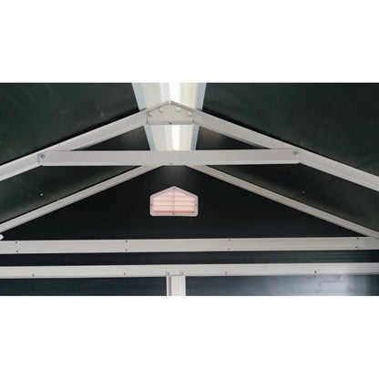 8x6ft Outdoor Resin Garden Shed with Floor and 2 Windows, Plastic Patio Outdoor Storage Shed with Lockable Door for Garden Tools