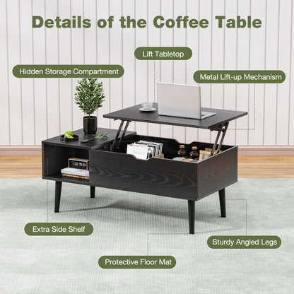 Desk Tea Dining Table Coffee Tables For Living Room 39.37"x19.7" Shelf Easy Lift Or Lower