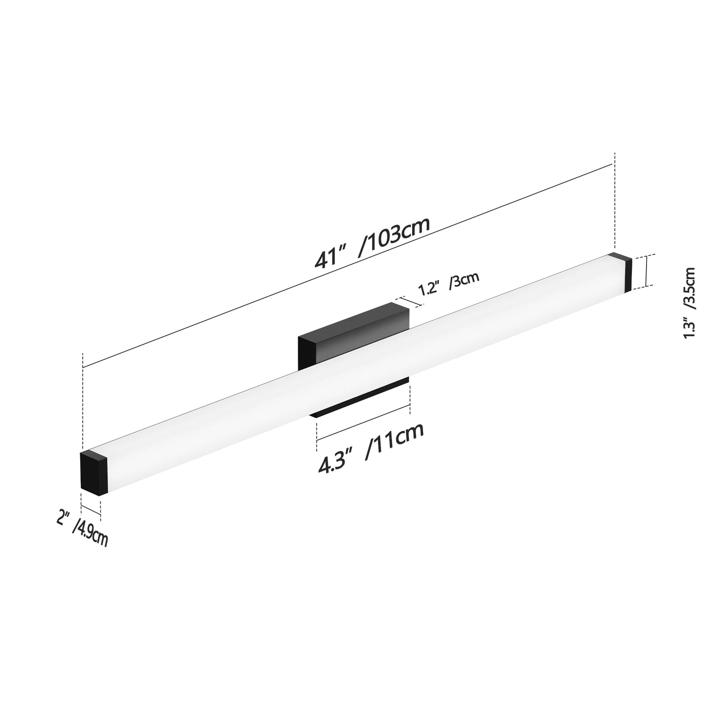 Modern Dimmable Bathroom LED Vanity Light - Waterproof Anti-Rust White Strip Fixture for Mirror & Master Bathroom