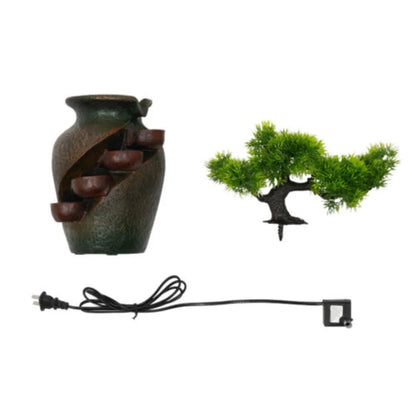 Brown Tabletop Fountain Mini Waterfall for Indoor Spaces