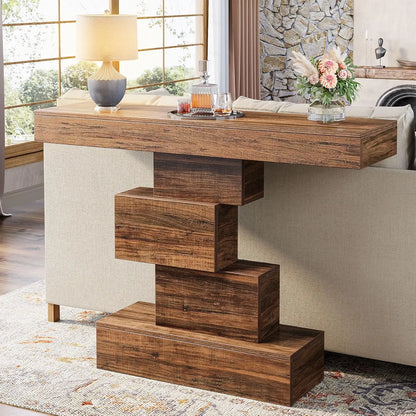 Farmhouse Console Table, Narrow Wood Sofa Table Behind Couch, Industrial Entryway Accent Table for Living Room