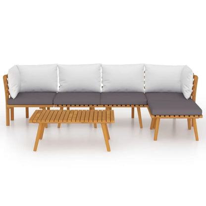6 Piece Patio Lounge Set with Cushions Solid Acacia Wood