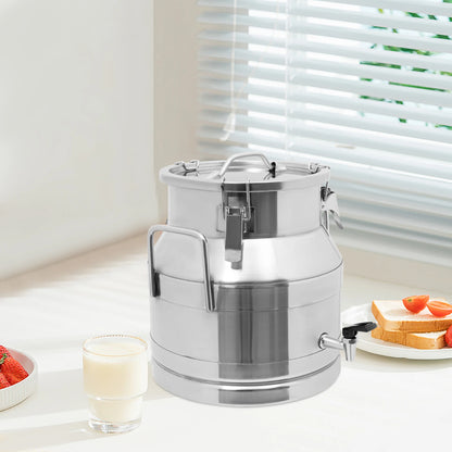 20L/5.28Gal Premium Stainless Steel Milk Can W/ Tap for Dairy, Brewing & Bulk Liquid Storage,