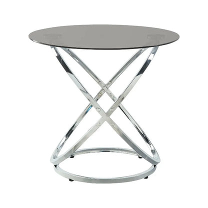 3piece Occasional Table Set Chrome Finish Metal Cocktail Table End Tables Tempered Glass Top