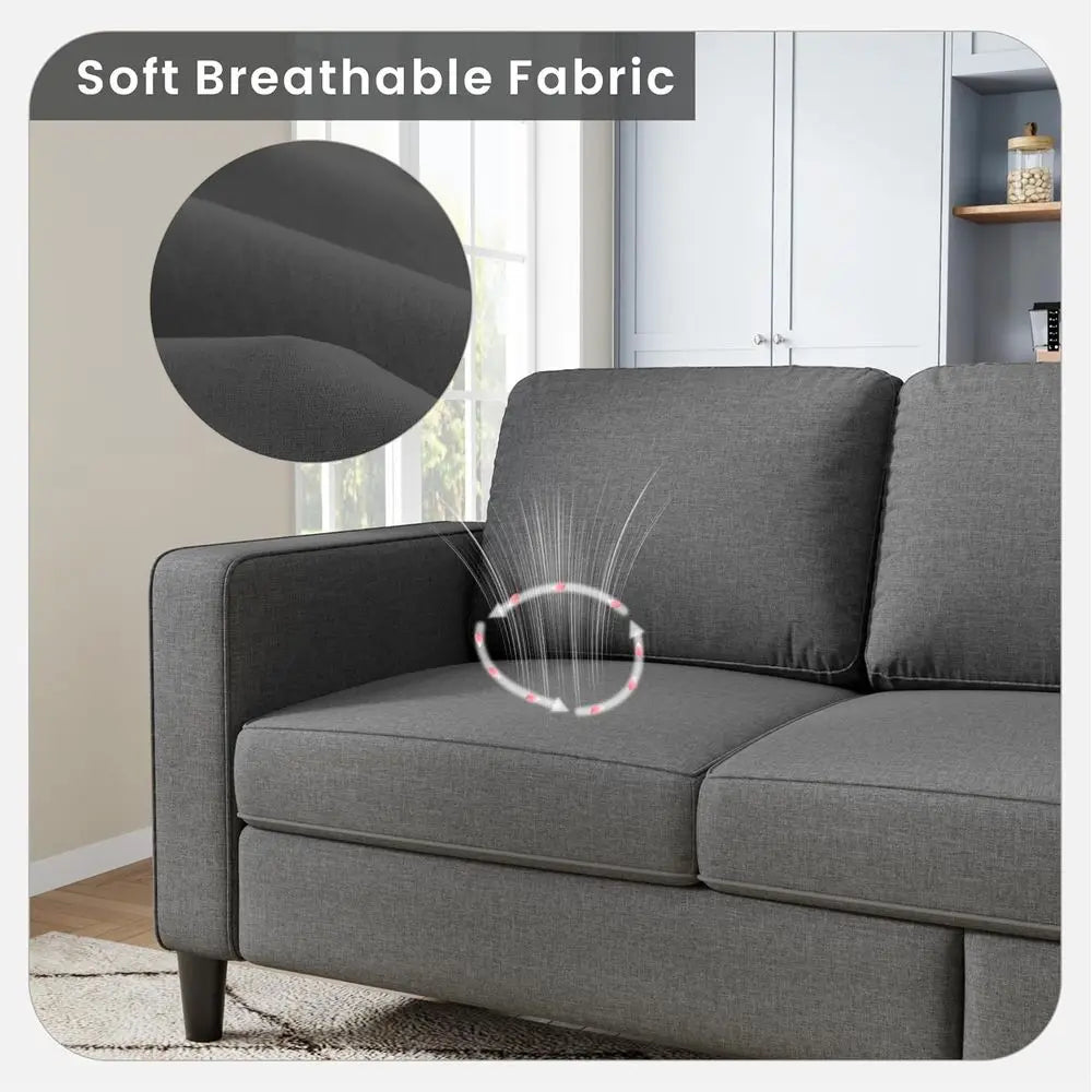 Sectional Sofa Couch 3 Seat L-Shaped Couch with Storage Ottoman