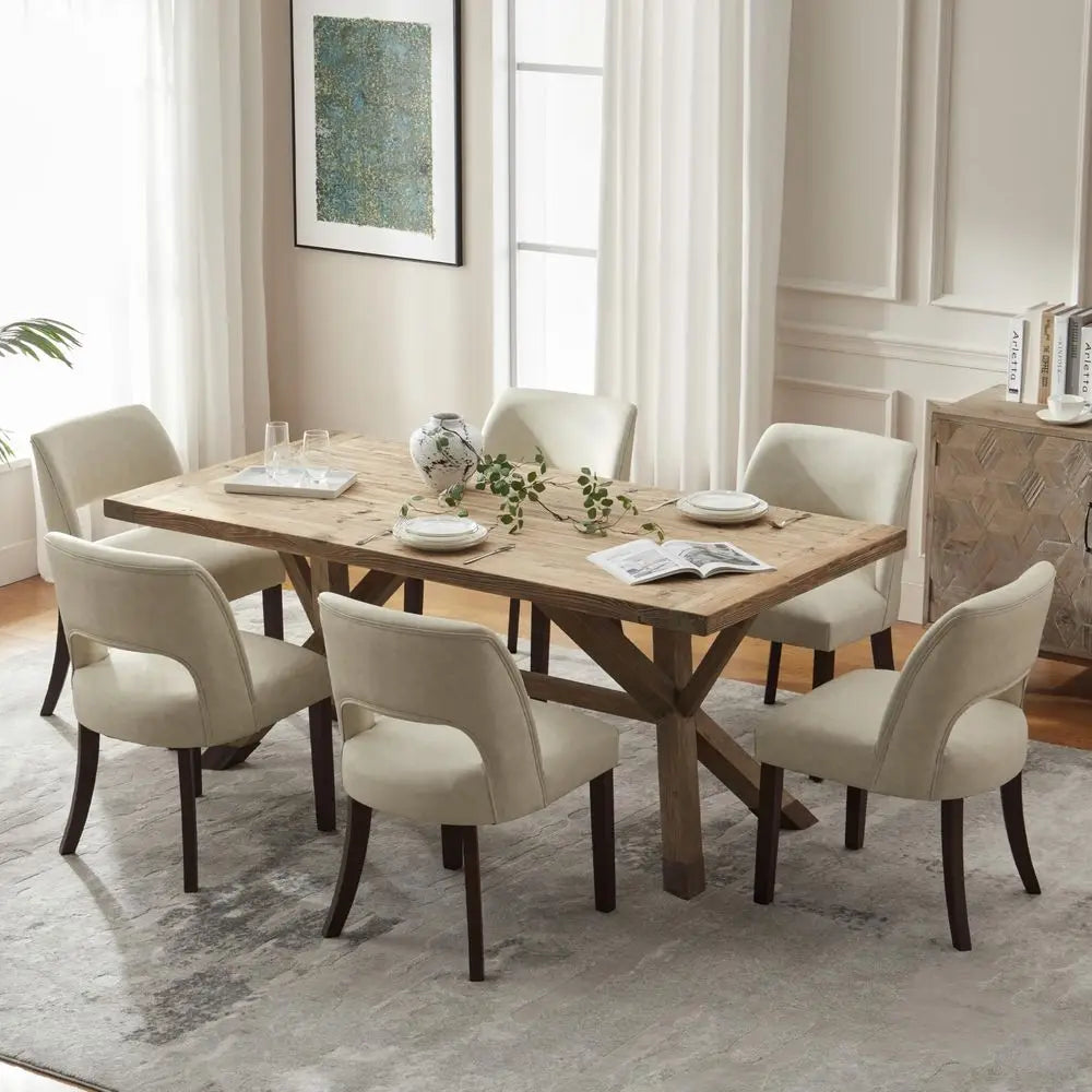 Dining Table Set Extendable Round Dining Table with 6 Chairs, Wooden Kitchen Table and Chairs Set with Storage Base