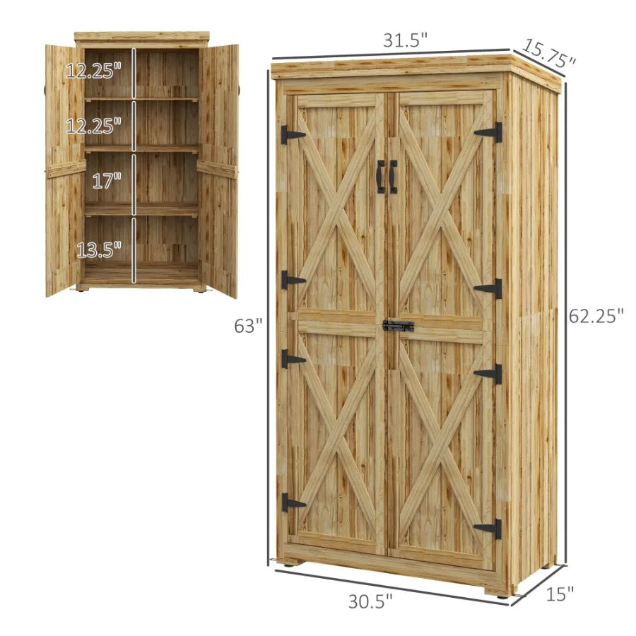 Wooden Garden Shed Outdoor Storage Cabinet with Waterproof