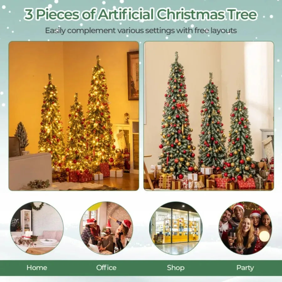 4/5/6 Feet Artificial Christmas Tree Set of 3