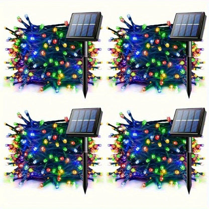 4 Pack 100 LED Solar String LightsTotal 8 Modes Solar Powered Christmas Tree Lights for Outdoor Home Patio and Party Decorations