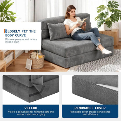 Convertible Folding Sofa Bed Sleeper Chair Bed with Pillow Portable Lazy Floor Sofa Lounger 2 in 1 Pull Out Loveseat Sofa