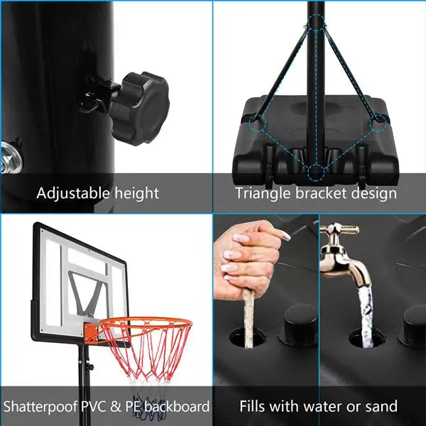 Basketball Hoop Outdoor Portable  Adjustable Height