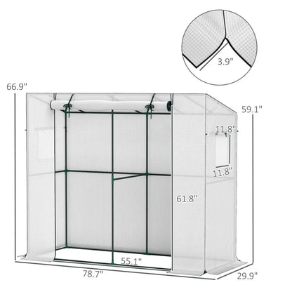 Walkin Portable Greenhouse Small Greenhouse for Outdoors with UVresistant PE Cover 6.6' x 2.5' x 5.6' White