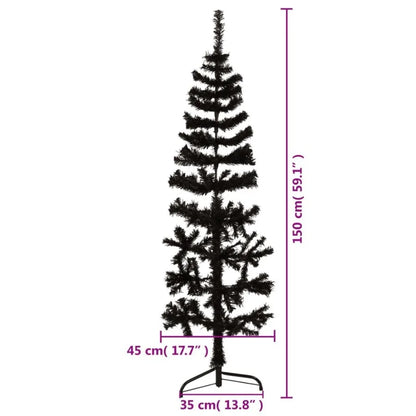 Slim Artificial Half Christmas Tree with Stand Black 5 ft