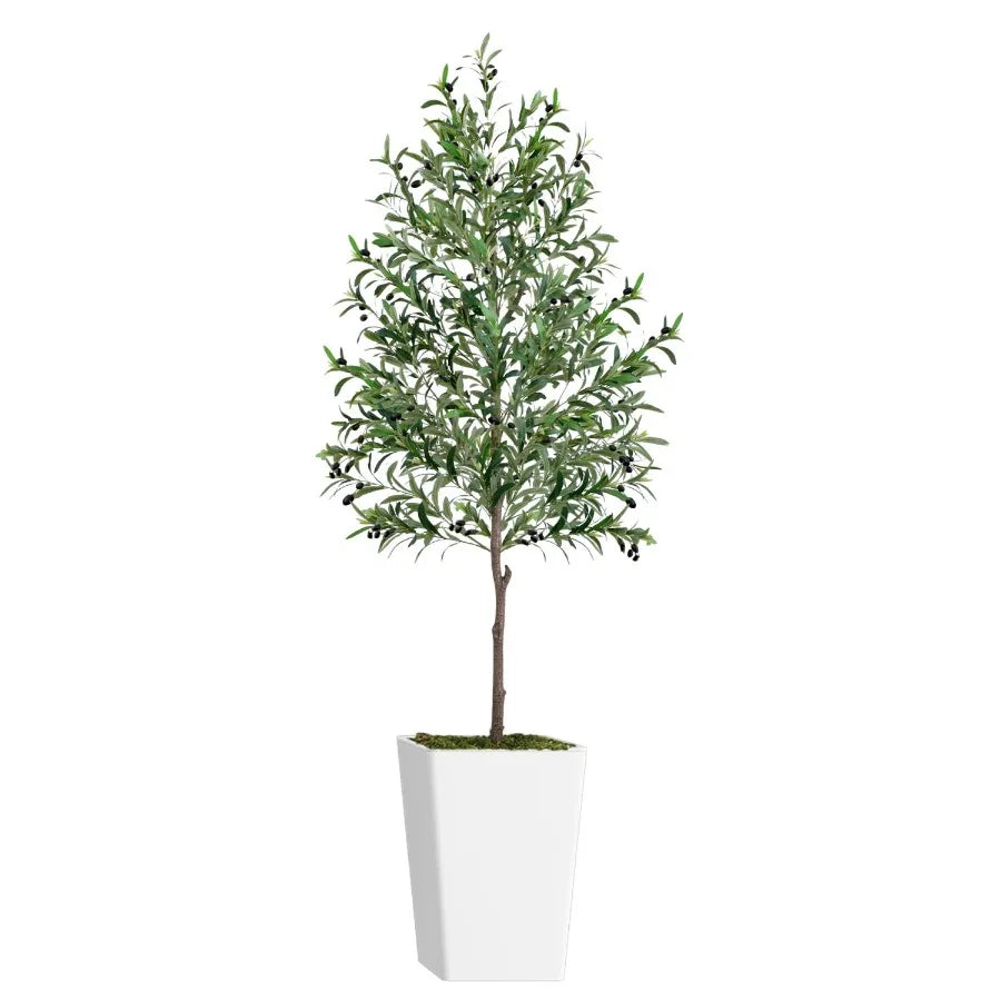 Artificial Olive Tree 7FT with Pot and Moss Artificial Plants for Home Office Dr