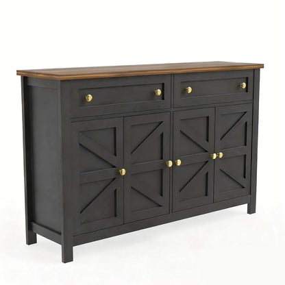 Sideboard Buffet Cabinet Kitchen Storage Sideboard 2 Drawers 4 Doors Modern Farmhouse Coffee Bar Cabinet for Dining