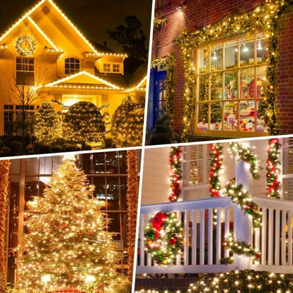 4 Pack 100 LED Solar String LightsTotal 8 Modes Solar Powered Christmas Tree Lights for Outdoor Home Patio and Party Decorations