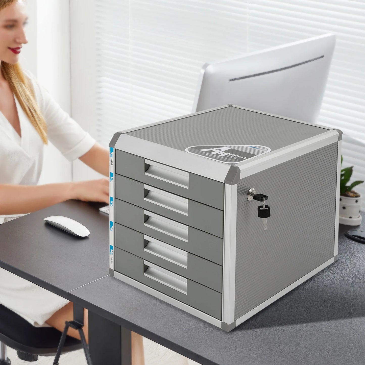 5-Drawer File Cabinet: Durable, Secure Lock, Large A4 Capacity & Space-Saving Design