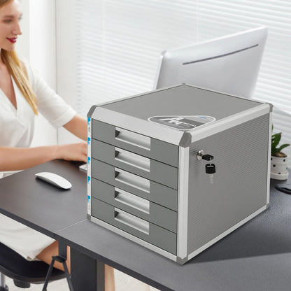 5-Drawer File Cabinet: Durable, Secure Lock, Large A4 Capacity & Space-Saving Design