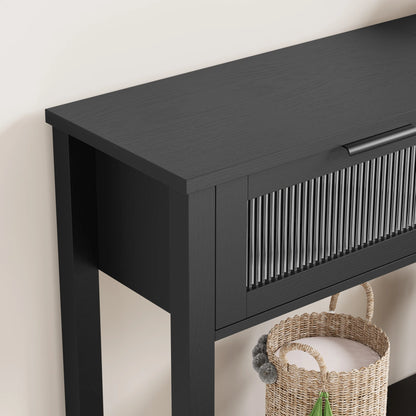 Console Table for Entryway – 2-Drawer Table with Glass Fronts and 2-Tier Storage for Living Room and Foyer