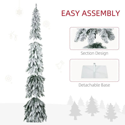 7ft Tall Prelit Pencil Artificial Christmas Tree