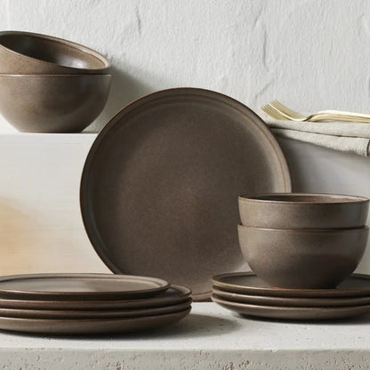 Banks Brown 12-Piece Stoneware Dinnerware Set