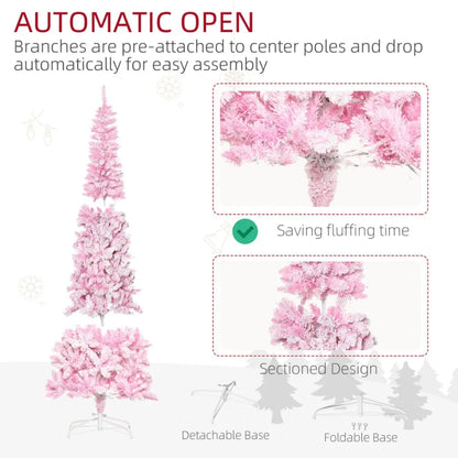 7.5ft Prelit Snow Flocked Artificial Christmas Tree