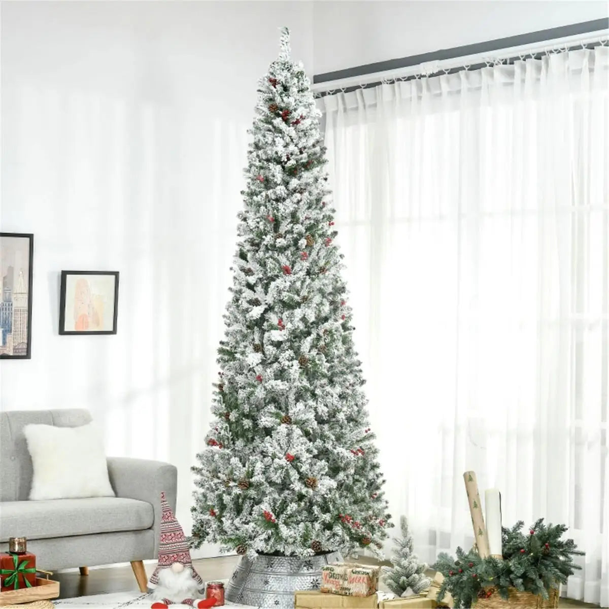 9ft Artificial Christmas Tree - Green Holiday Decoration for Home & Office Festivities