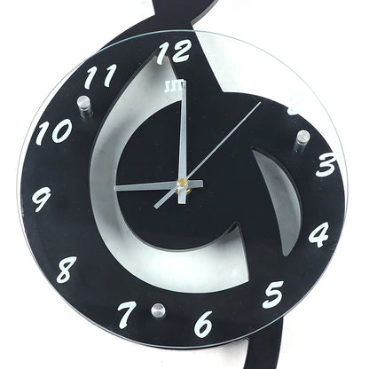 Durable Stylish Musical Note Wall Clock, Silent Non-Ticking, Battery Operated,