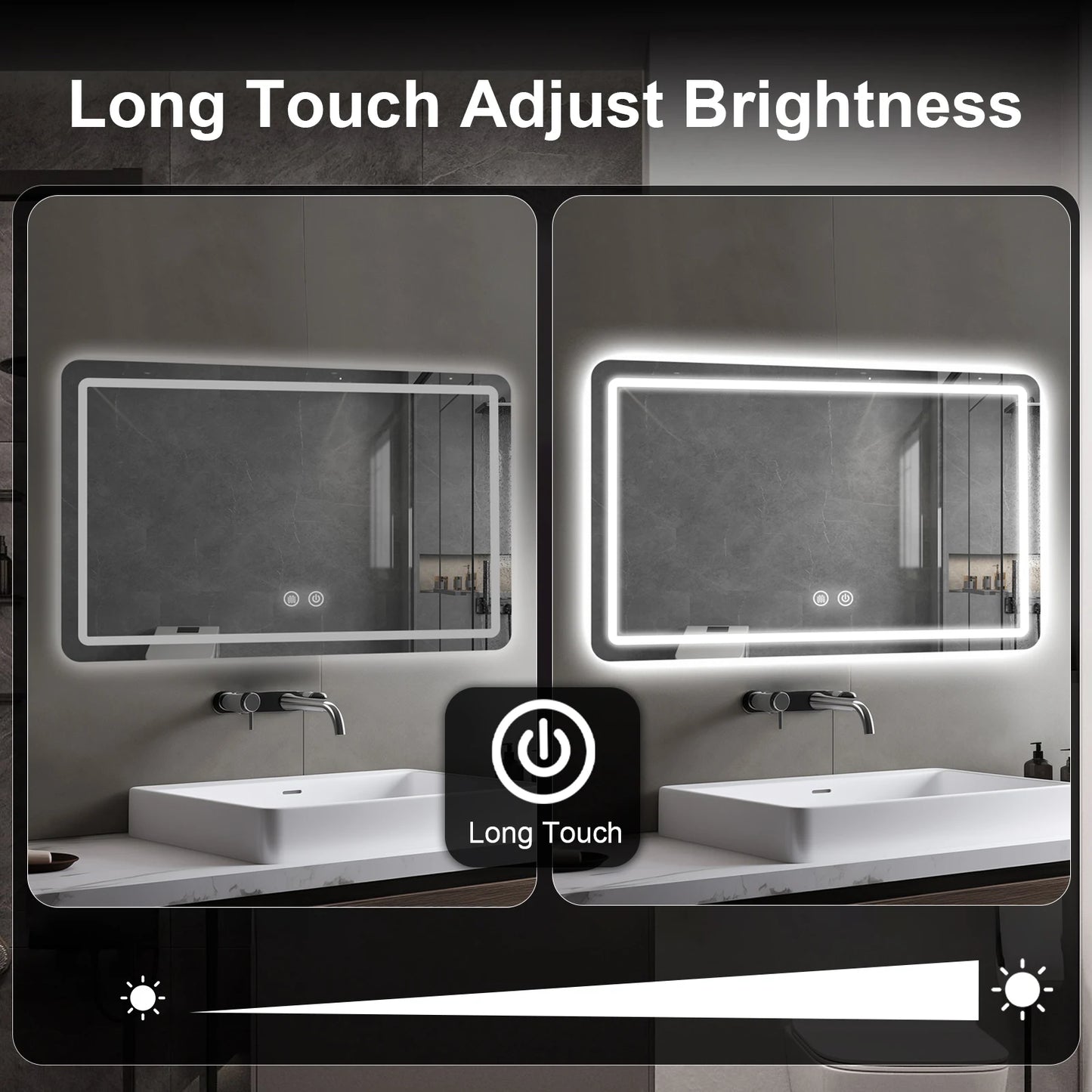 LED Bathroom Mirror Vanity Mirrors with Backlit Lights Fogless Makeup Mirror Wall Mounted with Demister