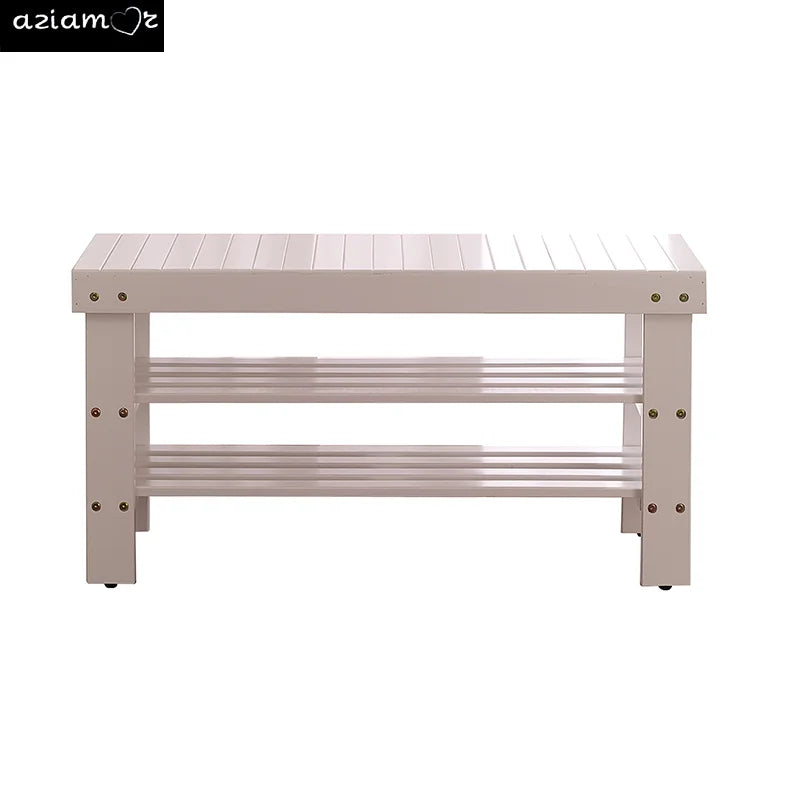 Pina Quality Solid Wood Shoe Bench, White Finish On-Site