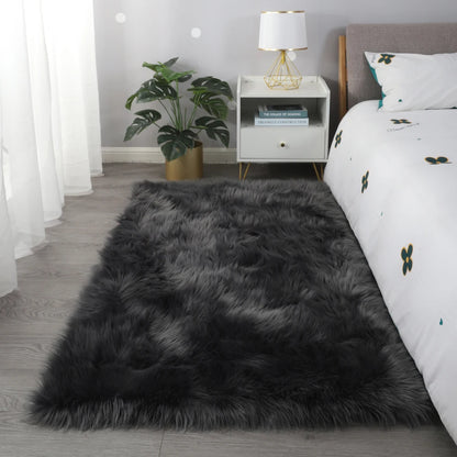 Faux Fur Sheepskin Area Rug Bedroom Blanket Living Room