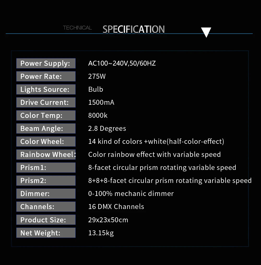 2/4pcs 275W Moving Head Light Rainbow Frost Effect DJ Disco