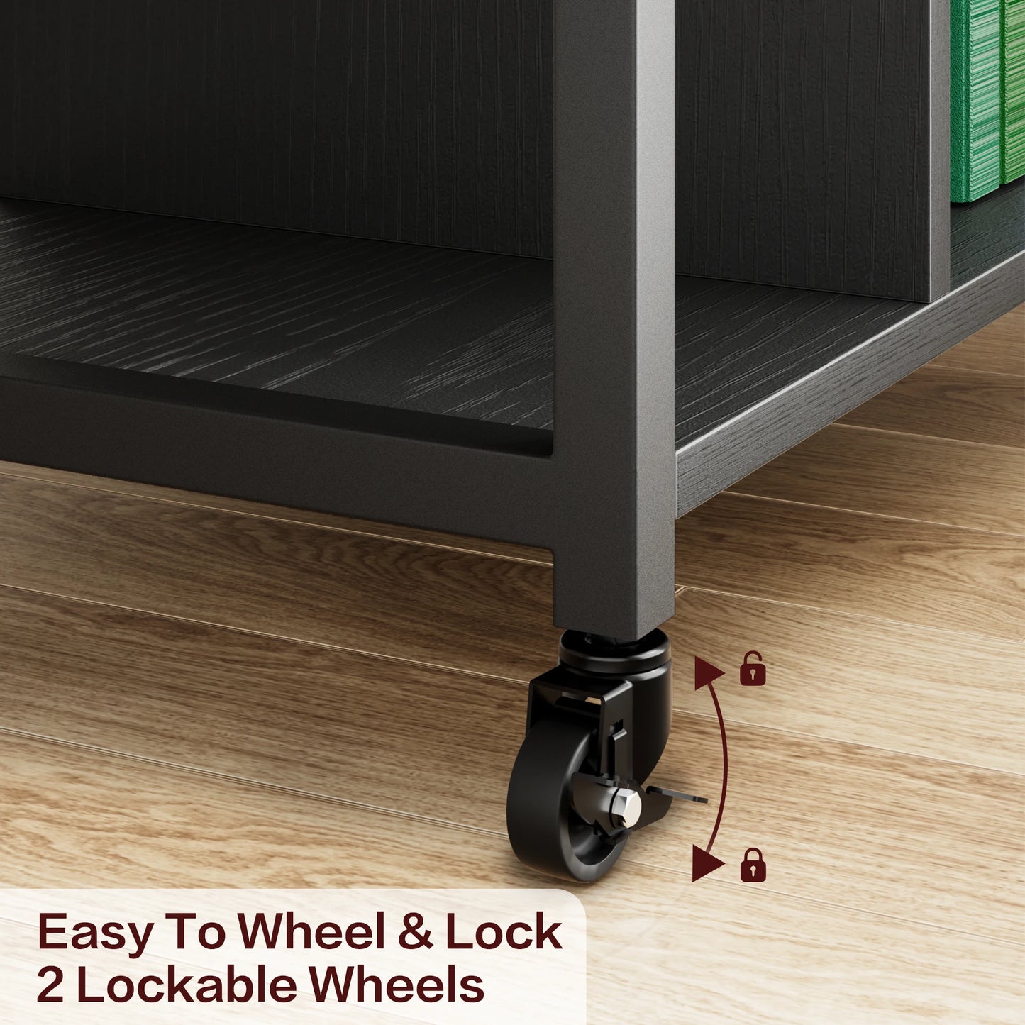 Desktop Printer Stand with Power Outlet and USB Charging Ports, Home Office Printer Stand with Storage, Under Desk Printer Table