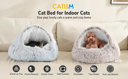 25'' Pet Cat Dog Lovely Cat Beds Nest Soft Comfortable Semi-enclosed Cat Nest Kennel indoor Pet house Supplies for Pet to Rest
