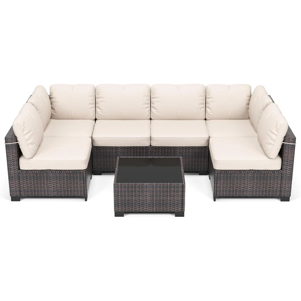 Outdoor Rattan Wicker Sectional Modular Conversation Sofa Set
