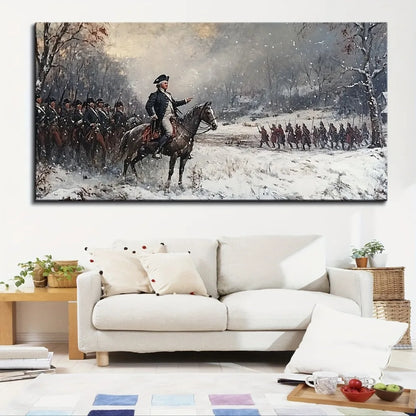 1.5 inch thick pine solid wood frame, wood framed wall painting, 1776 Revolutionary War poster, interior decoration