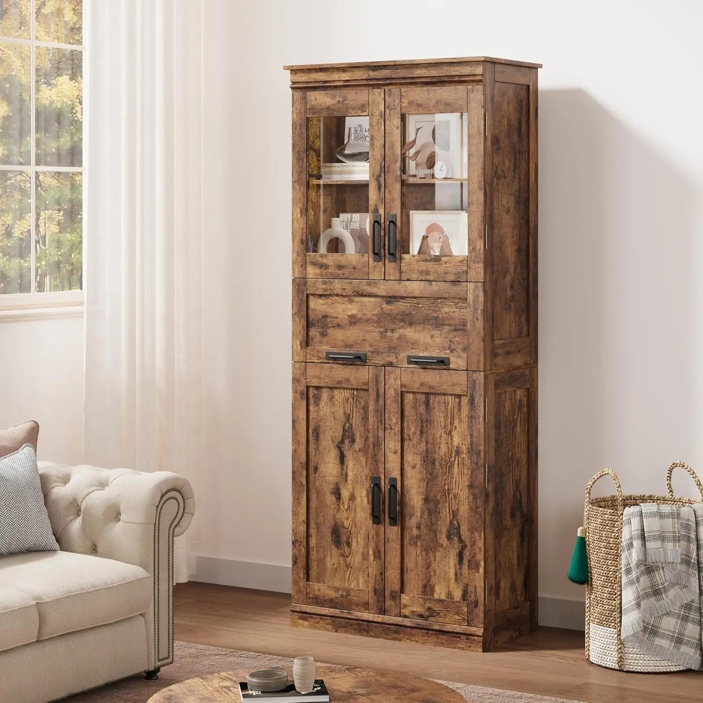 67" Tall Bathroom Storage Cabinet and Tall Cabinet for Living Room