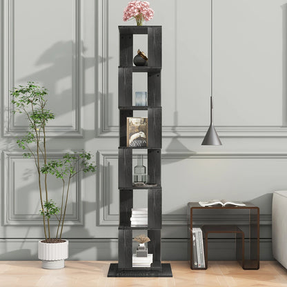 Bookshelf Tower, Floor Standing Wood Narrow Organizer