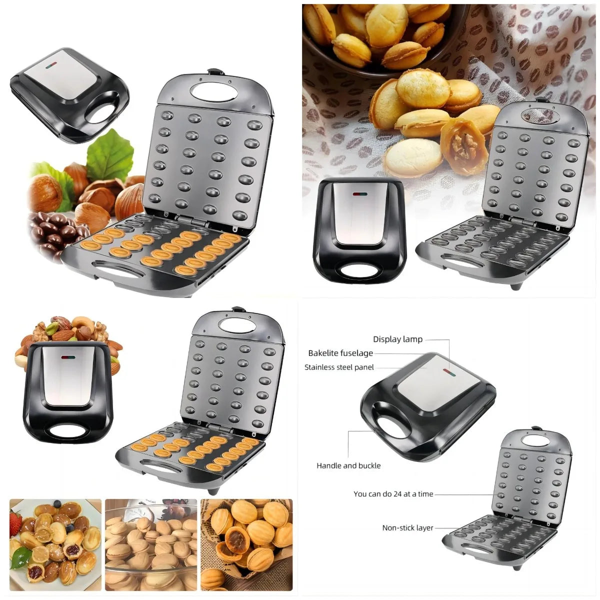 Walnut Cookie Maker, Non-Stick Double Sided Walnut Cookie, Electric Maker